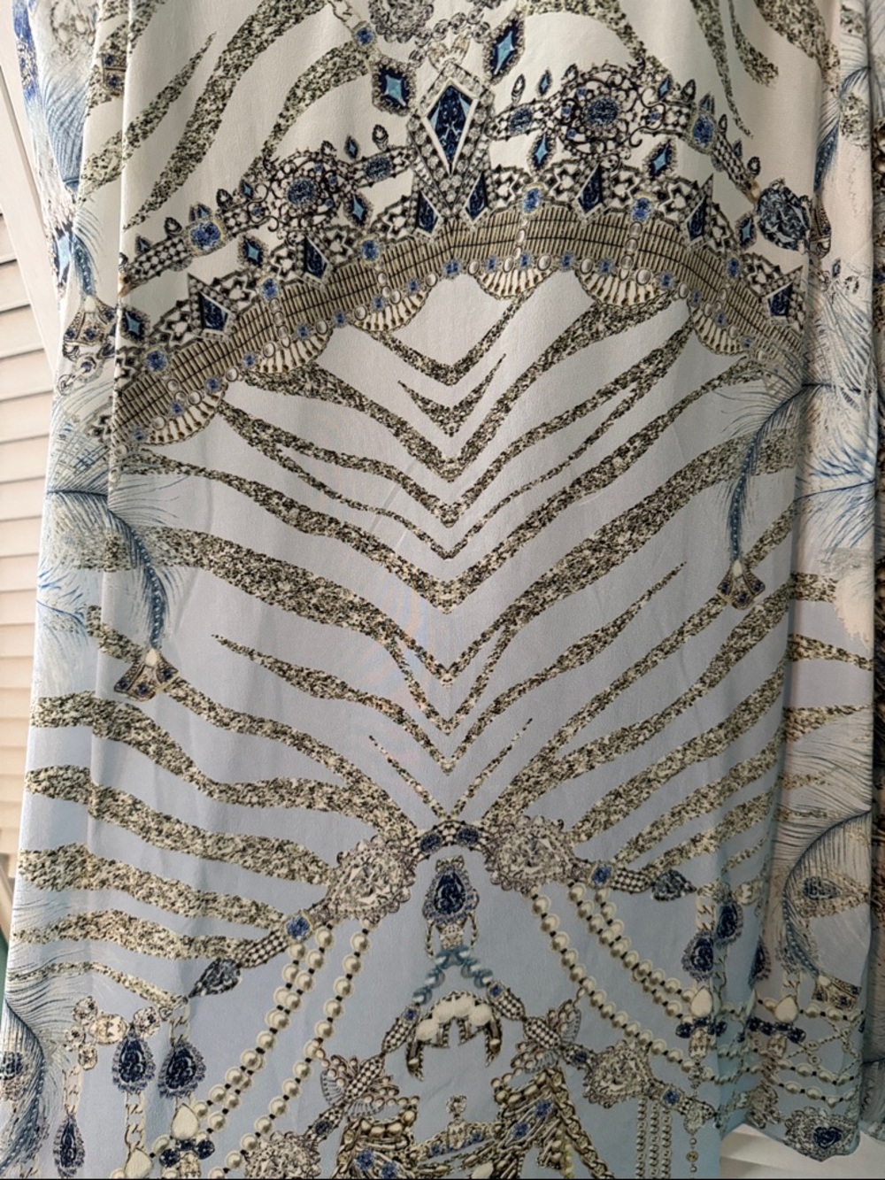 Camilla Embellished Flared Raglan Sleeve Kaftan in Blue & Cream NWT - Picture 8 of 11